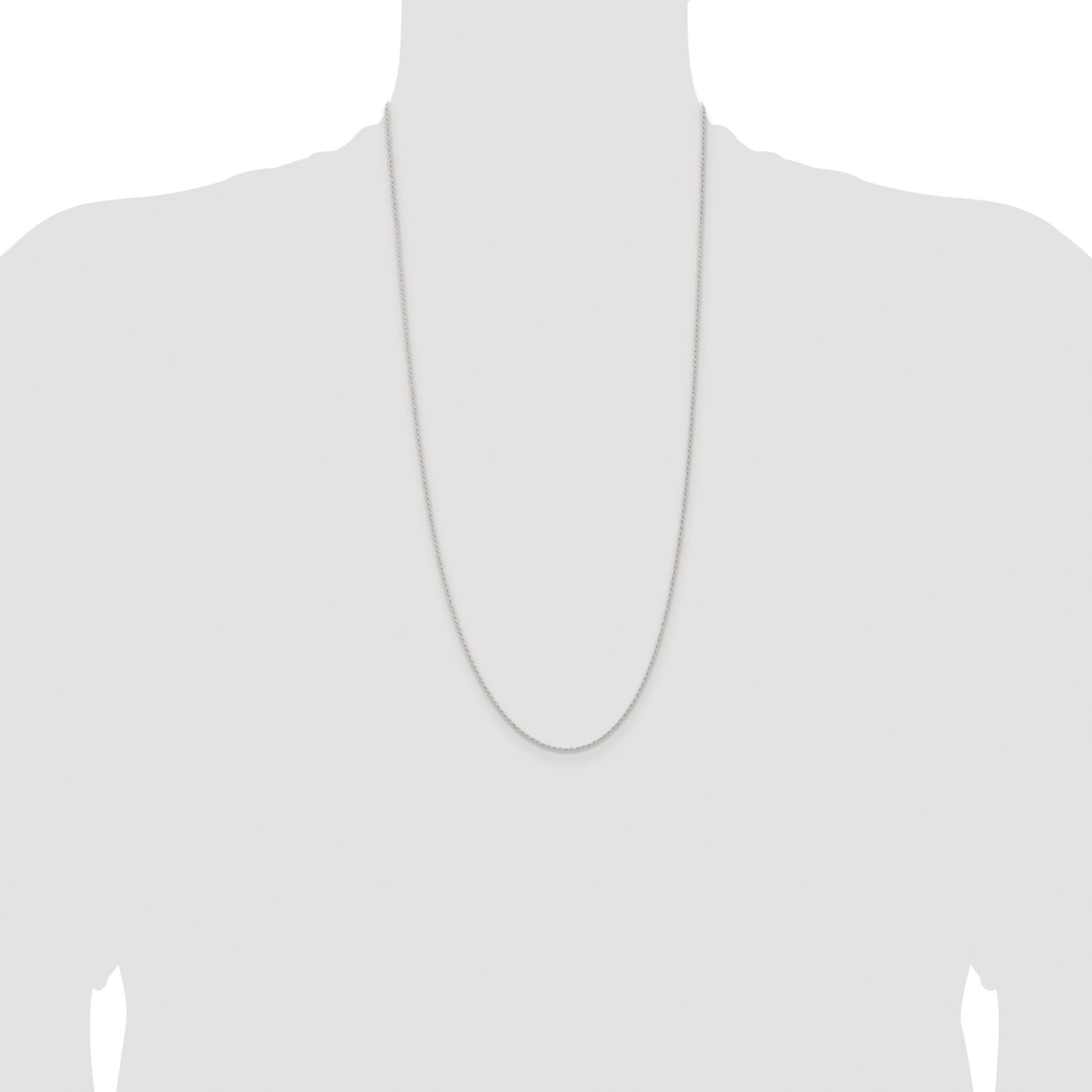 Sterling Silver Rhodium-plated 1.3mm Solid Rope Chain