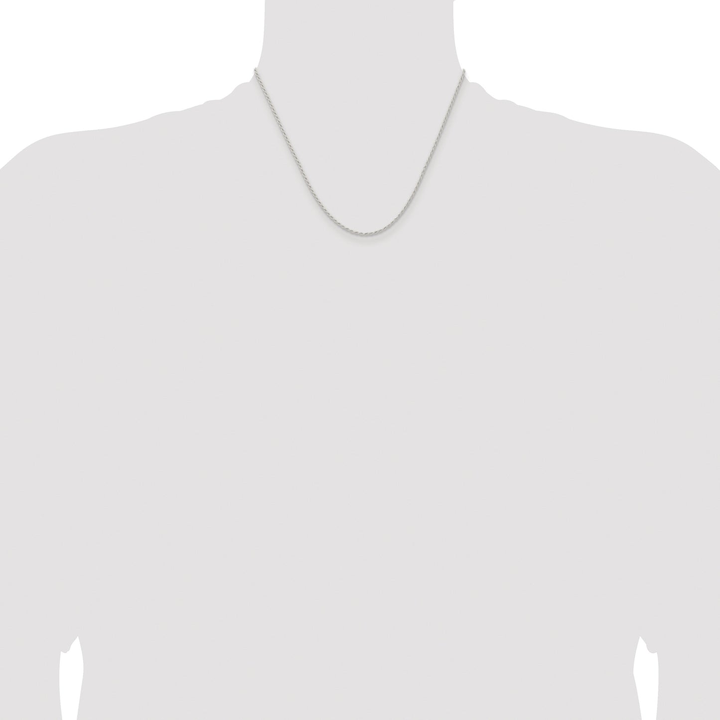 Sterling Silver Rhodium-plated 1.5mm Solid Rope Chain