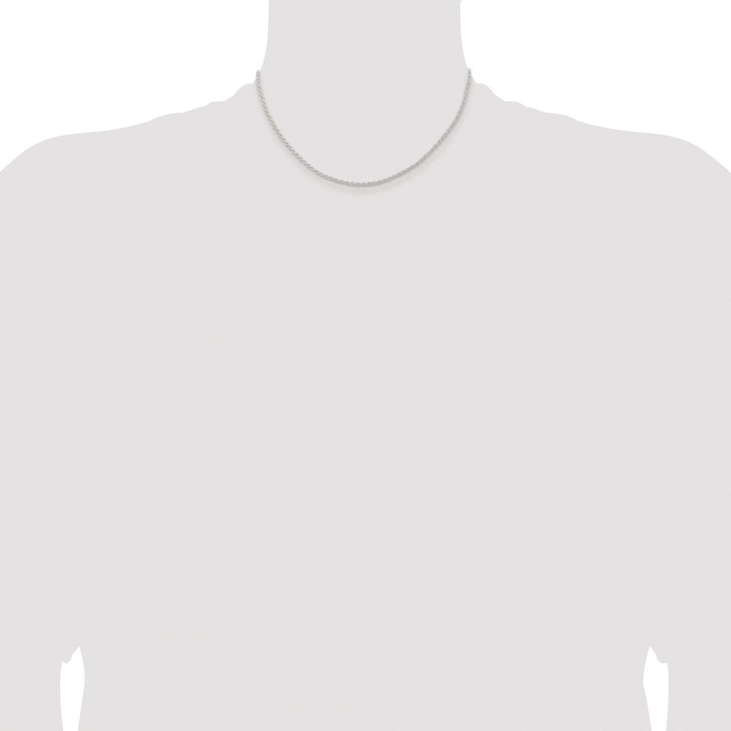 Sterling Silver Rhodium-plated 1.8mm Solid Rope Chain