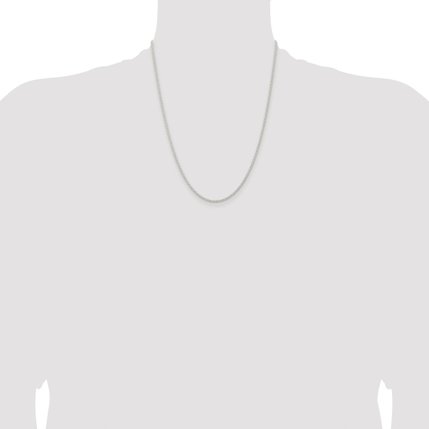 Sterling Silver Rhodium-plated 1.8mm Solid Rope Chain