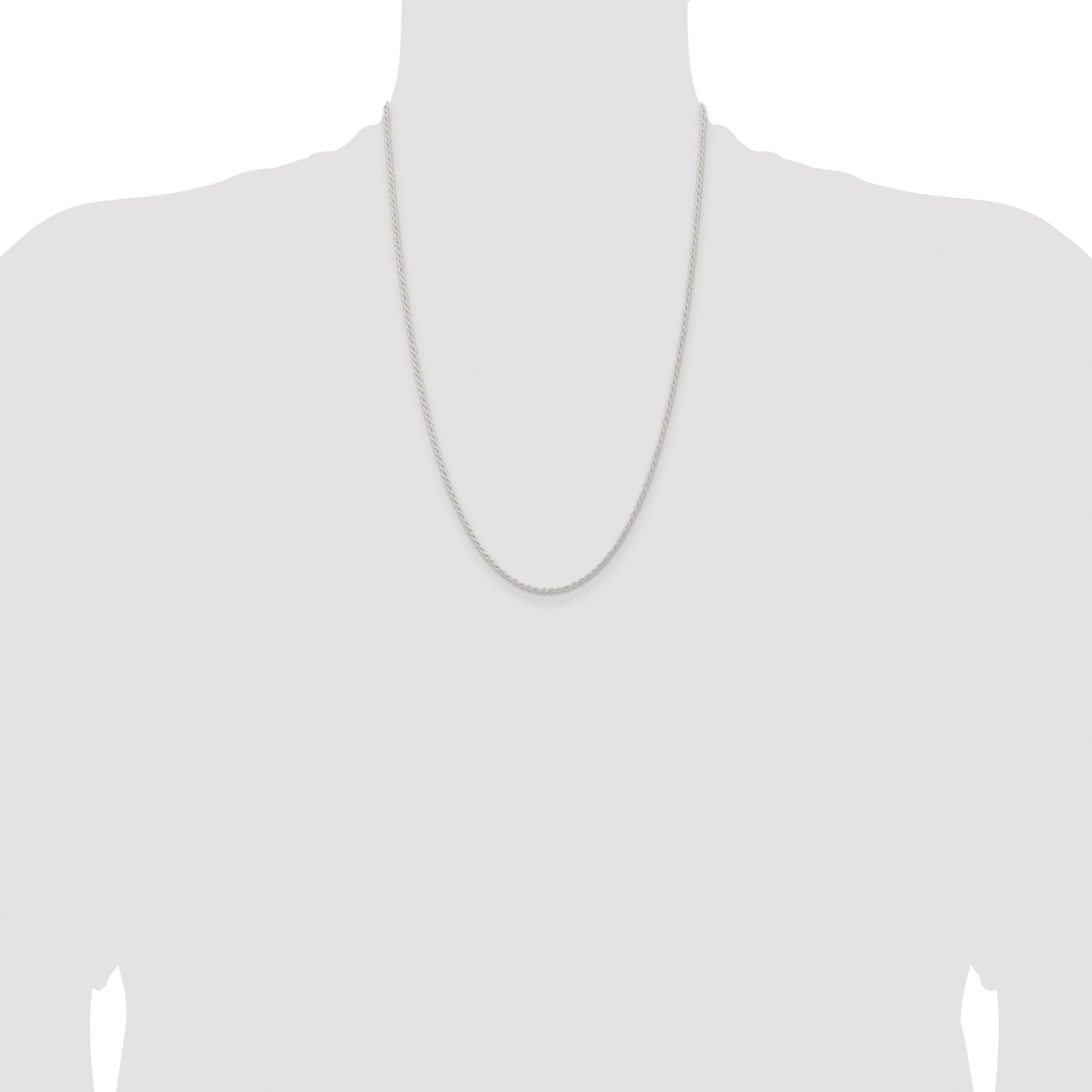 Sterling Silver Rhodium-plated 1.8mm Solid Rope Chain
