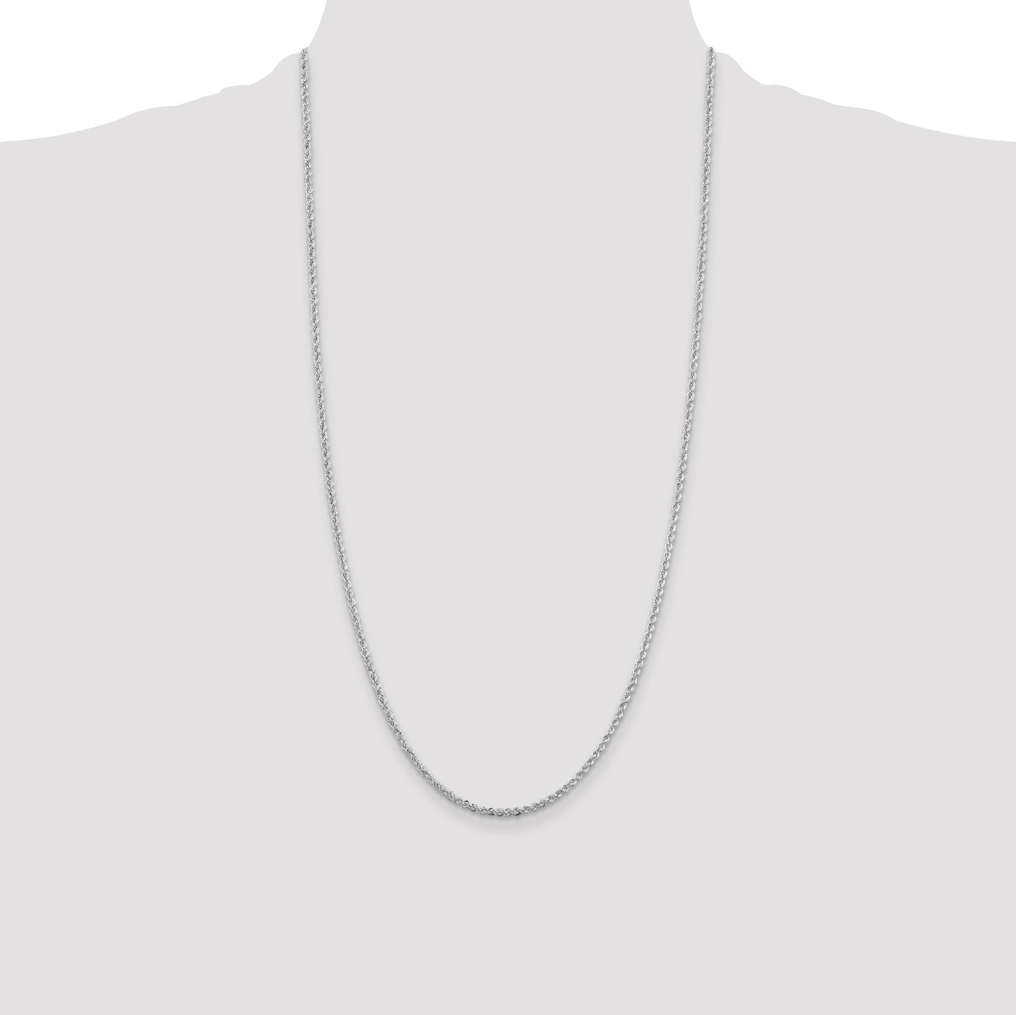 Sterling Silver Rhodium-plated 2.3mm Solid Rope Chain