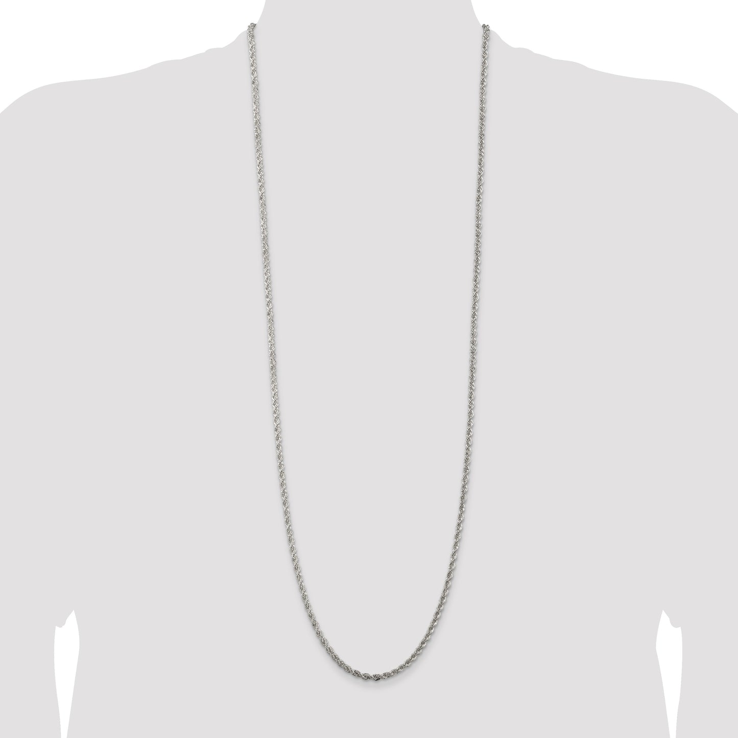 Sterling Silver 3mm Solid Rope Chain