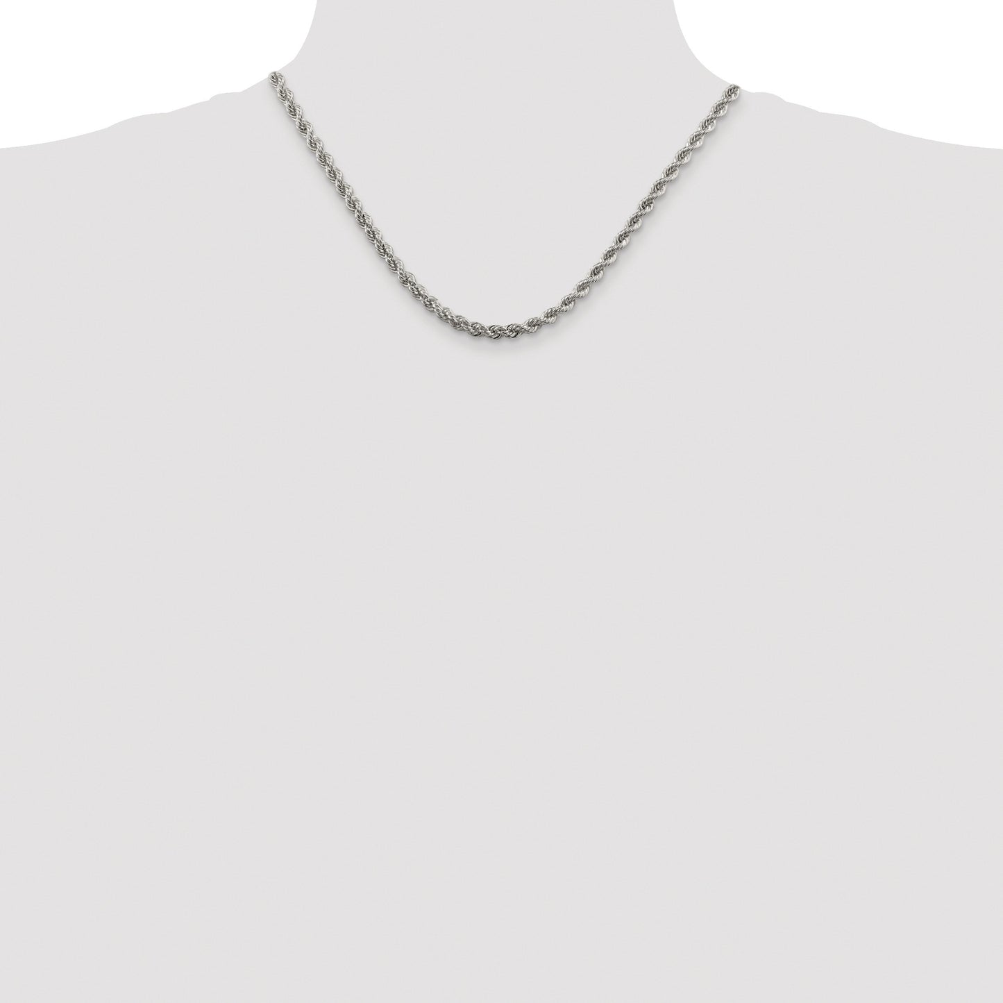 Sterling Silver Rhodium-plated 4.3mm Solid Rope Chain