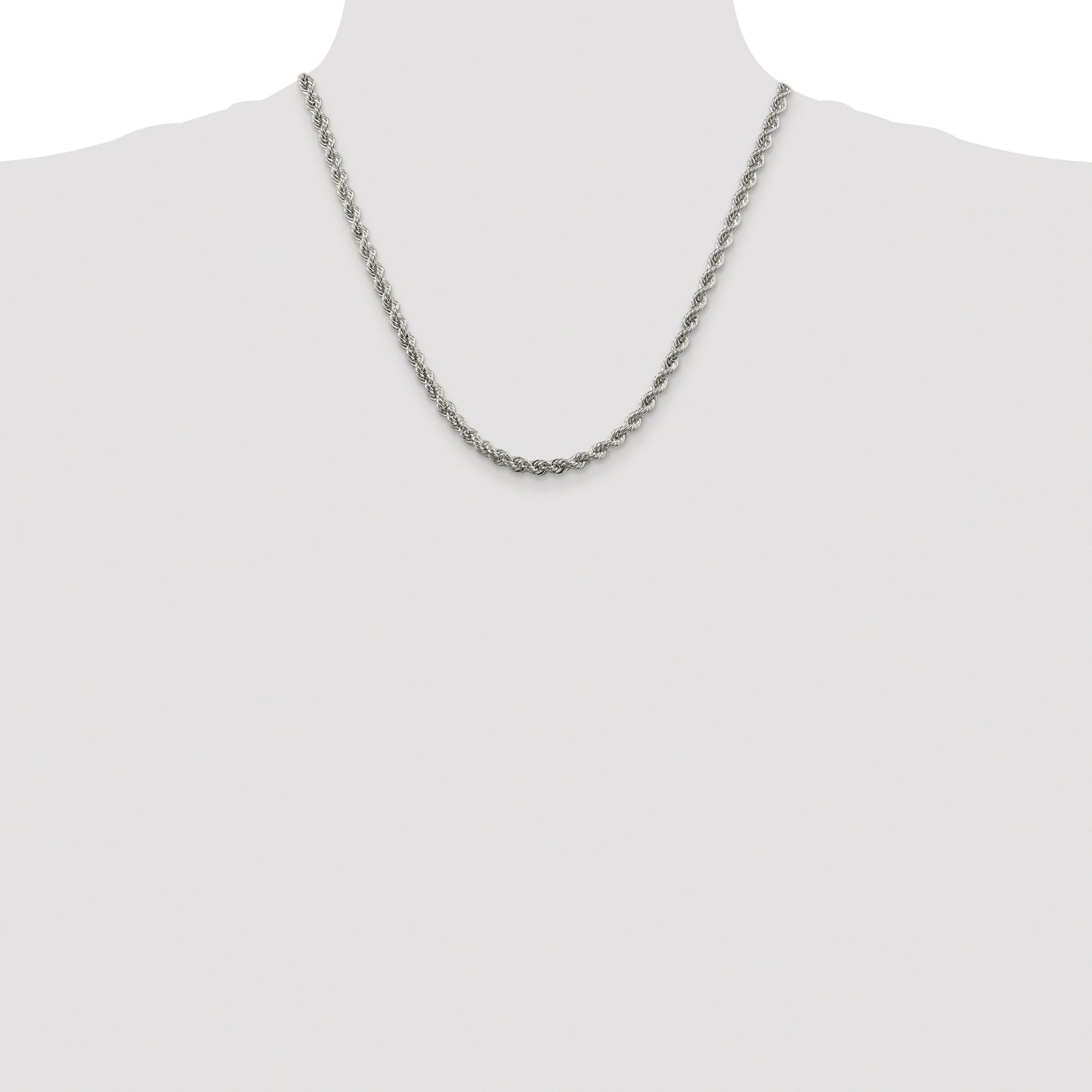 Sterling Silver Rhodium-plated 4.3mm Solid Rope Chain