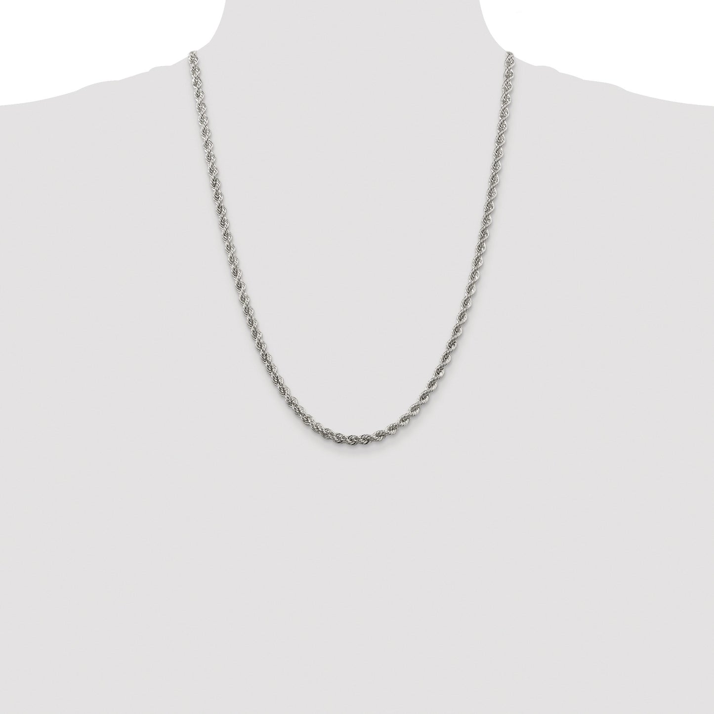Sterling Silver Rhodium-plated 4.3mm Solid Rope Chain