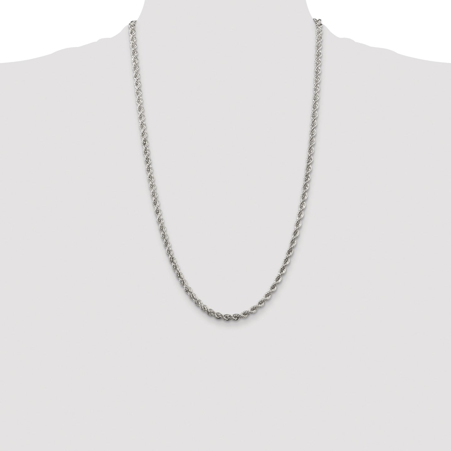 Sterling Silver Rhodium-plated 4.3mm Solid Rope Chain
