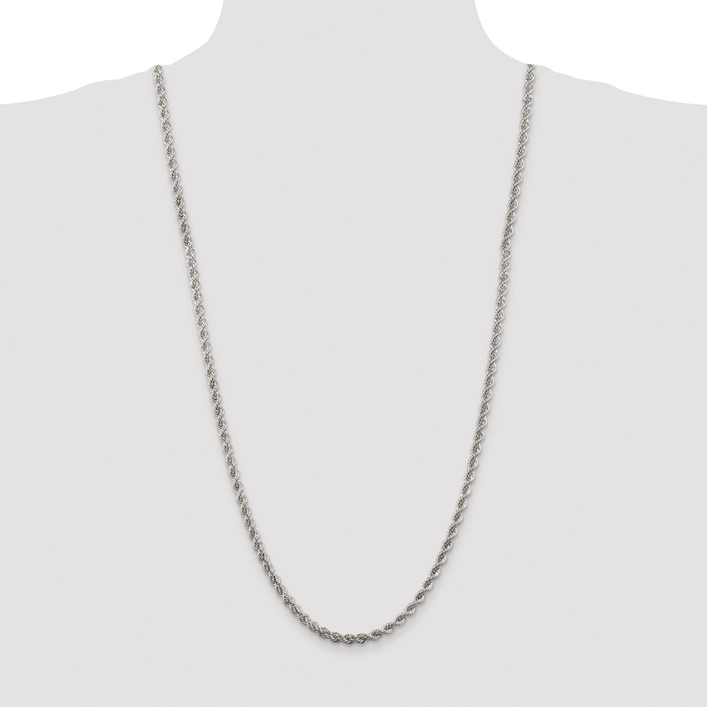 Sterling Silver Rhodium-plated 4.3mm Solid Rope Chain