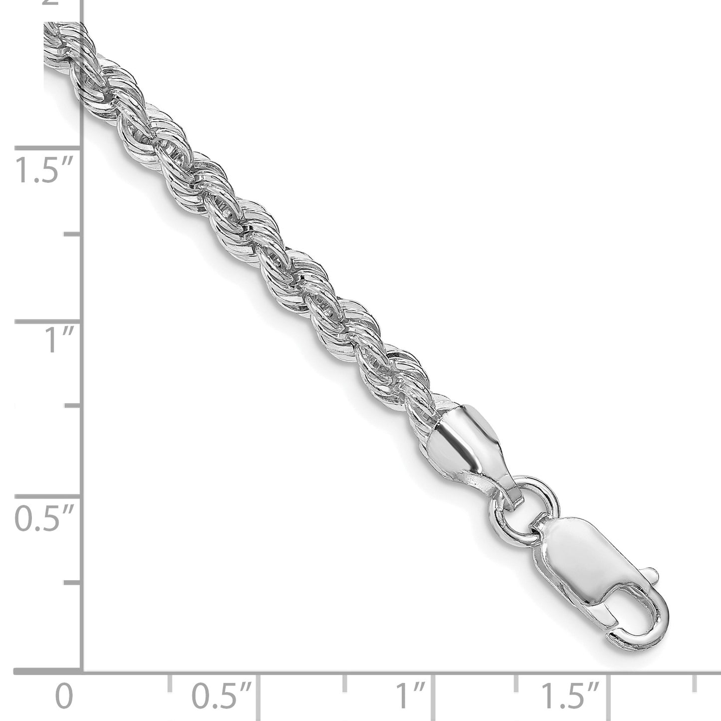 Sterling Silver Rhodium-plated 4.3mm Solid Rope Chain