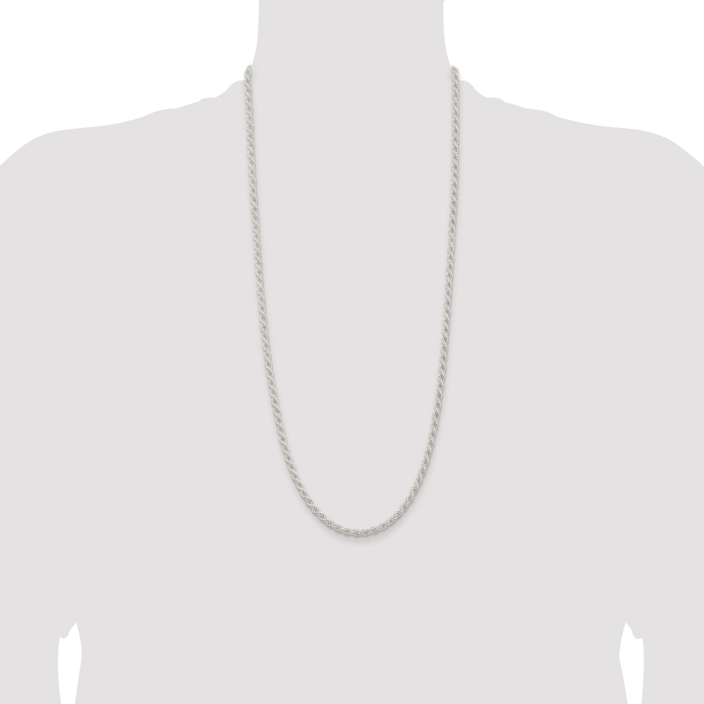 Sterling Silver Rhodium-plated 4.5mm Solid Rope Chain