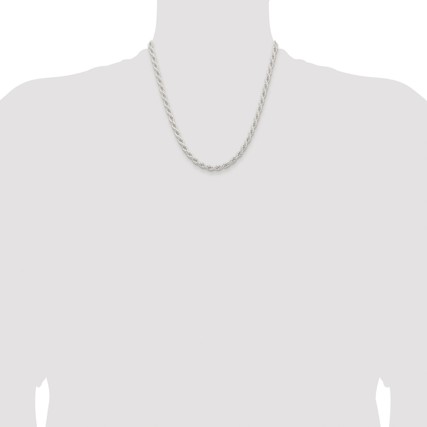 Sterling Silver Rhodium-plated 5mm Solid Rope Chain