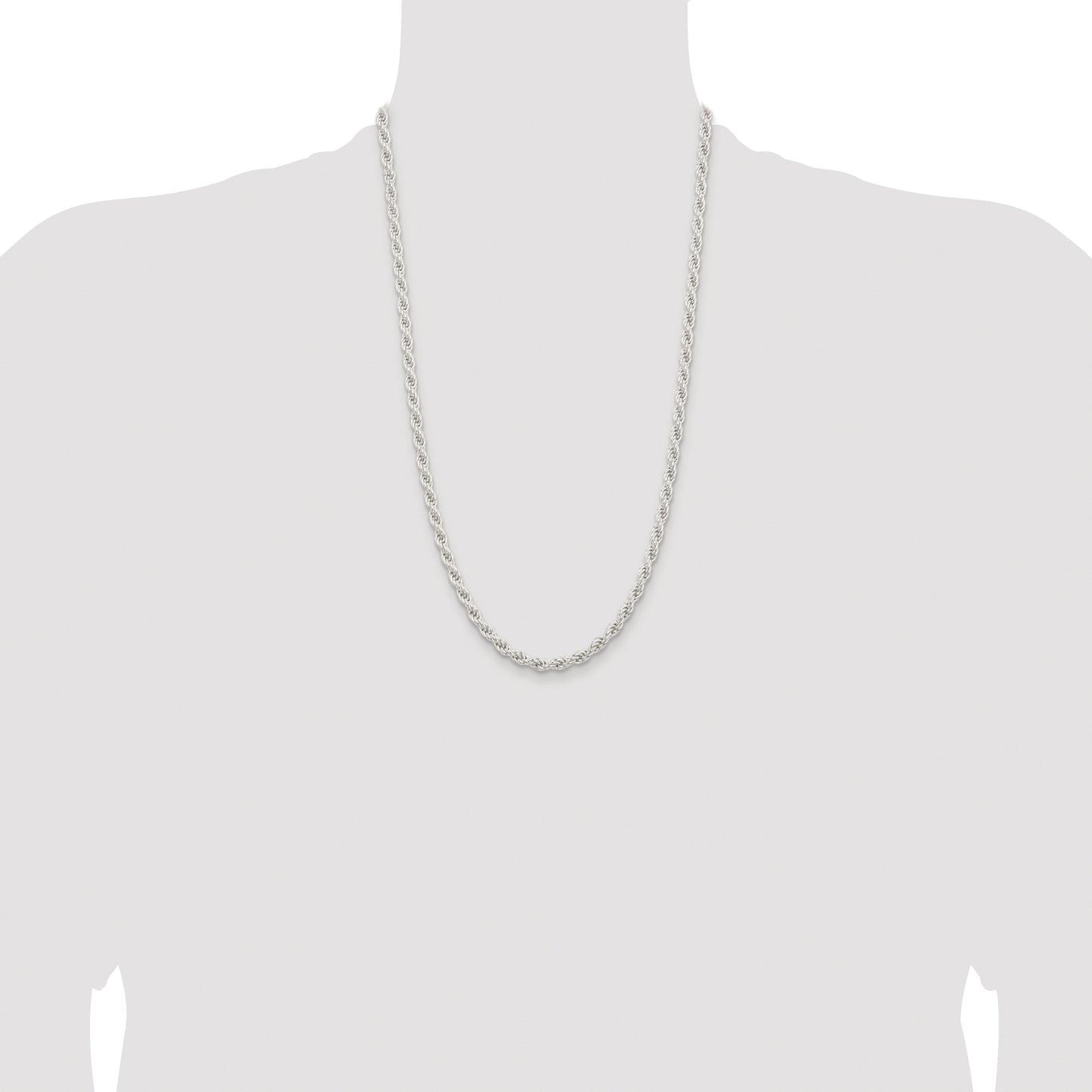 Sterling Silver Rhodium-plated 5mm Solid Rope Chain