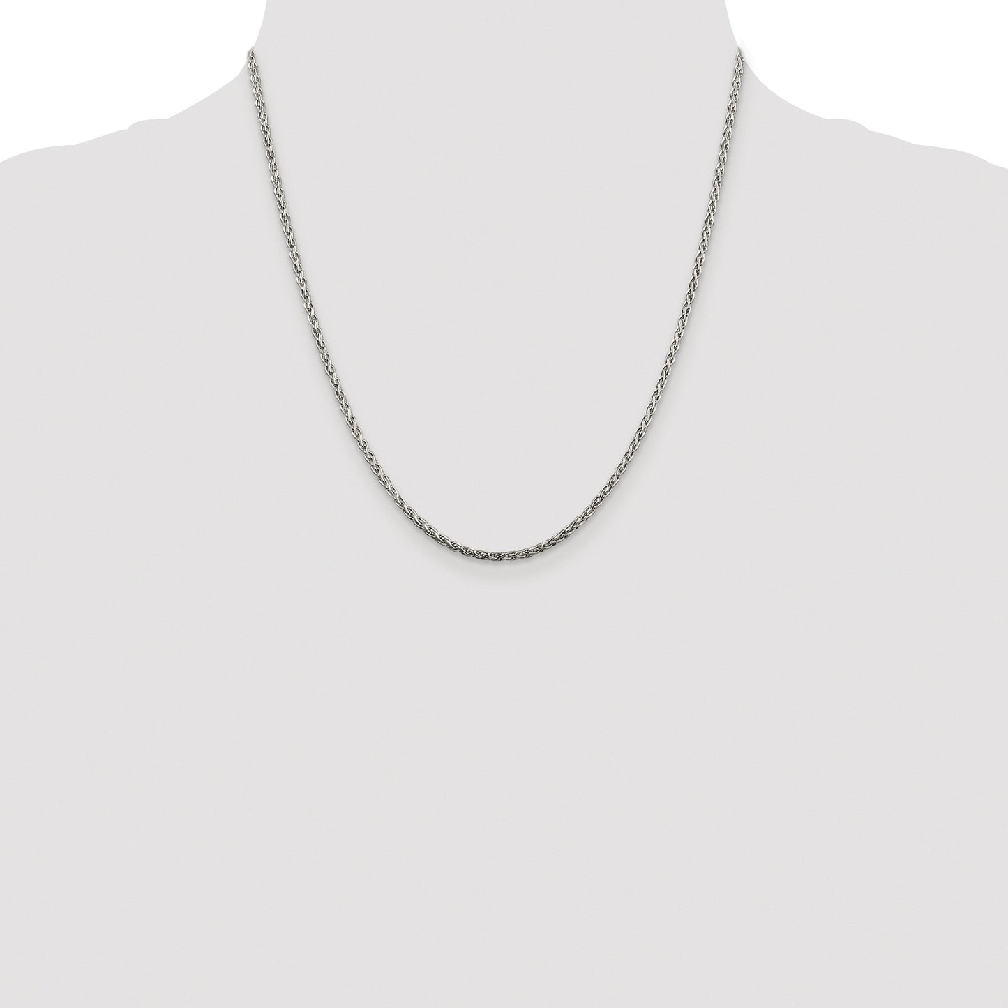 Sterling Silver Rhodium-plated 2mm Diamond-cut Spiga Chain