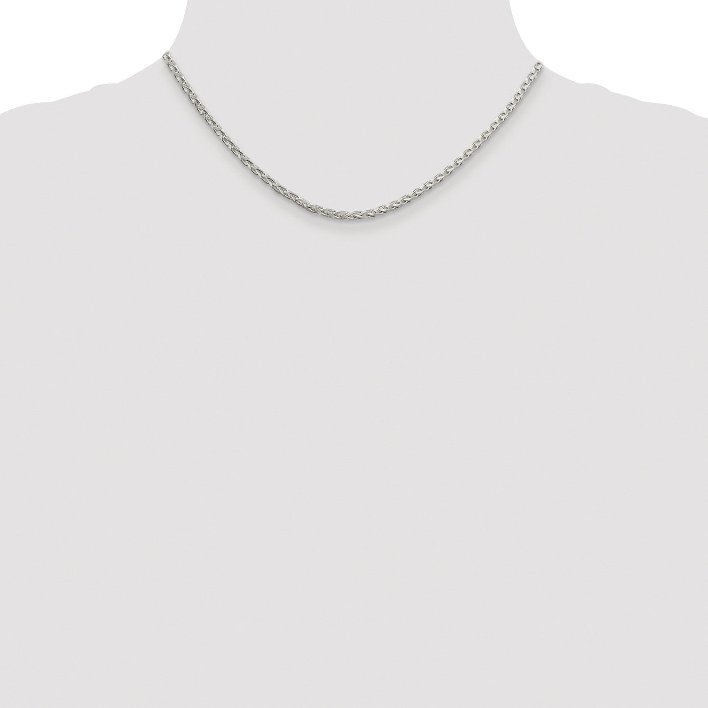 Sterling Silver Rhodium-plated 2.75mm Diamond-cut Spiga Chain