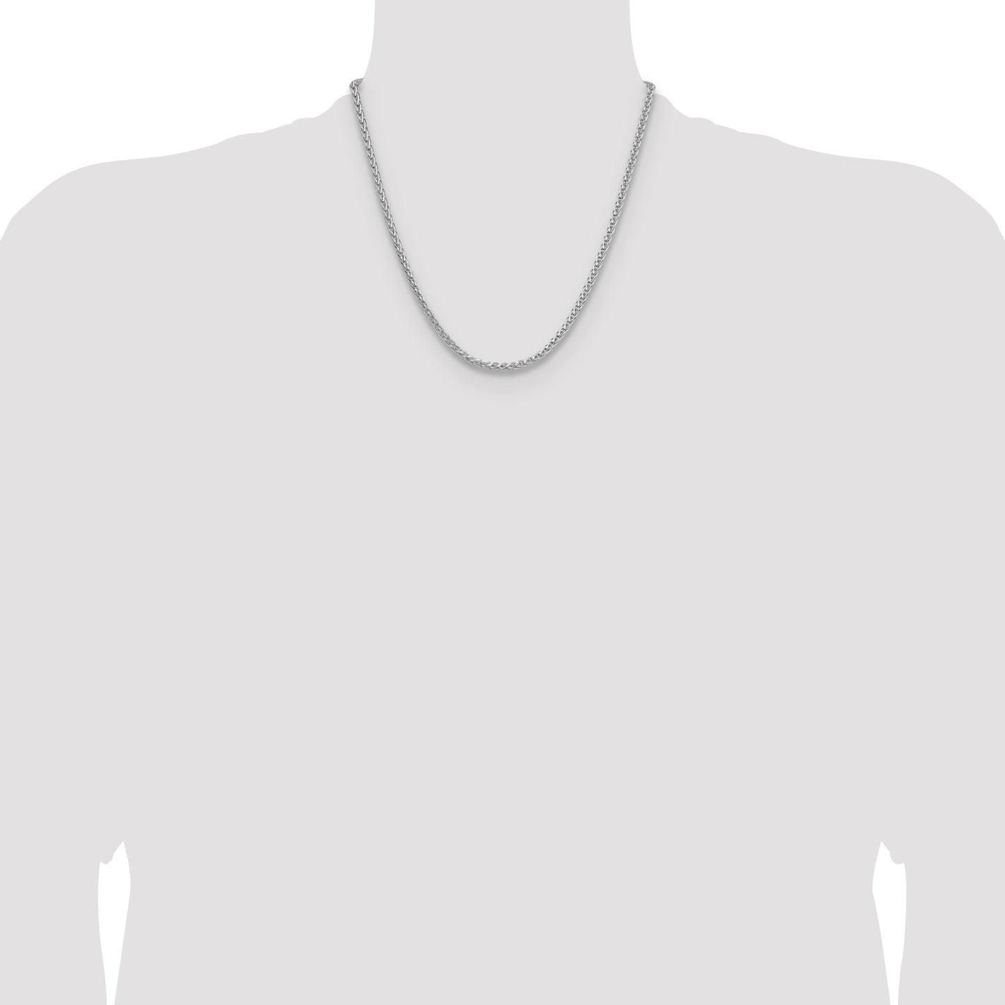 Sterling Silver Rhodium-plated 3.5mm Diamond-cut Square Spiga Chain