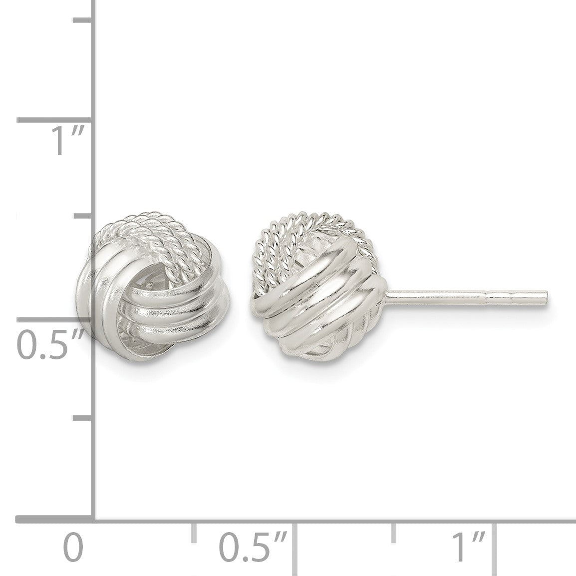 Sterling Silver Polished and Textured Knot Post Earrings