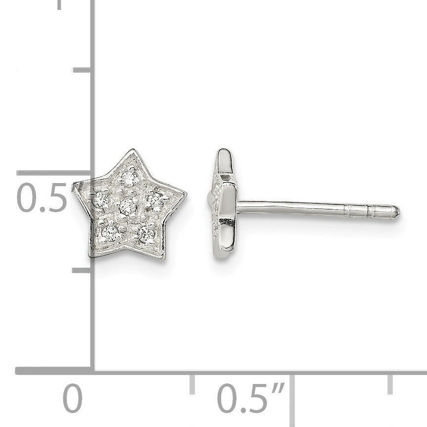 Sterling Silver CZ Star Post Earrings