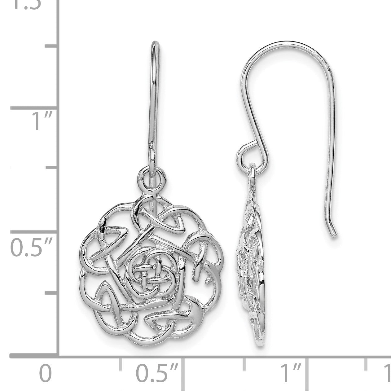 Sterling Silver RH-plated Polished Celtic Shepherd Hook Earrings