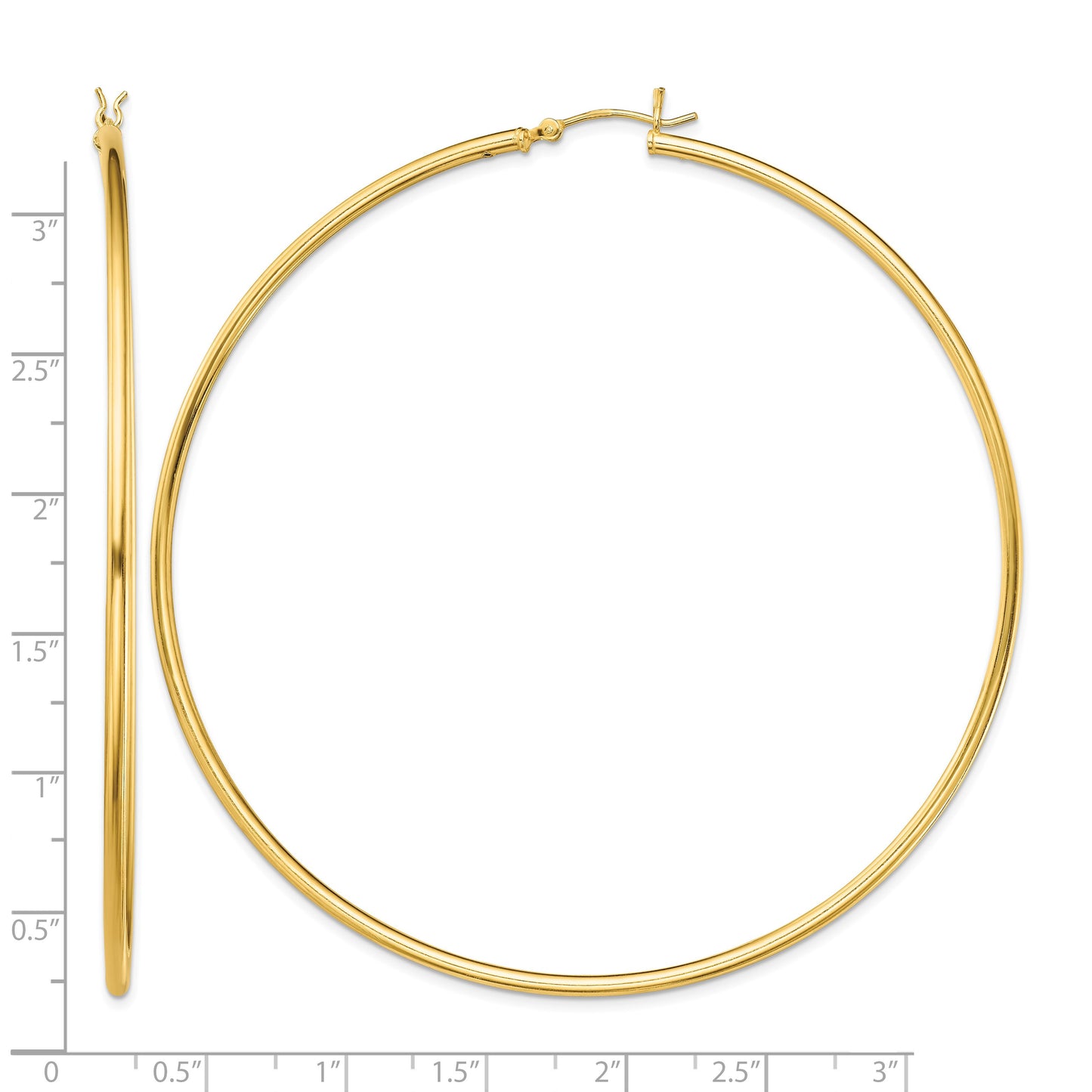 Sterling Silver Gold-Tone Polished 2x80mm Hoop Earrings