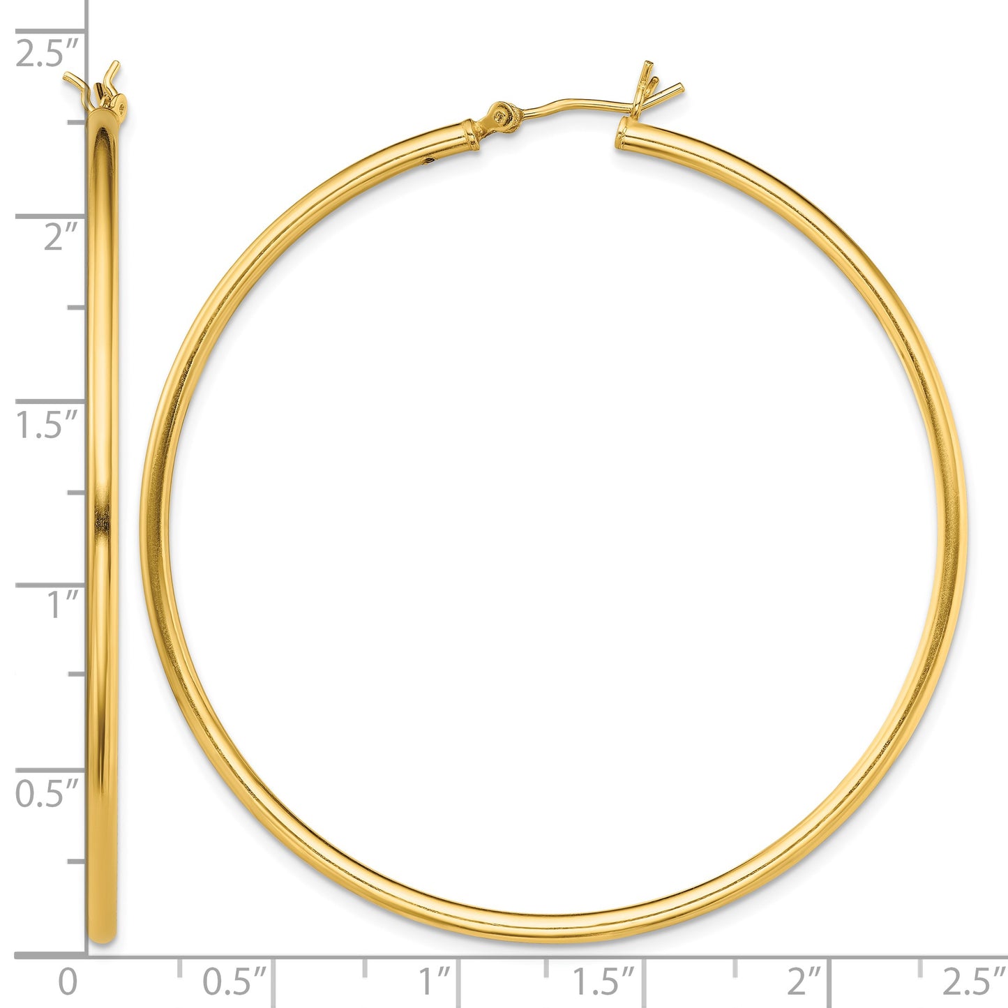 Sterling Silver Gold-Tone Polished 2x55mm Hoop Earrings