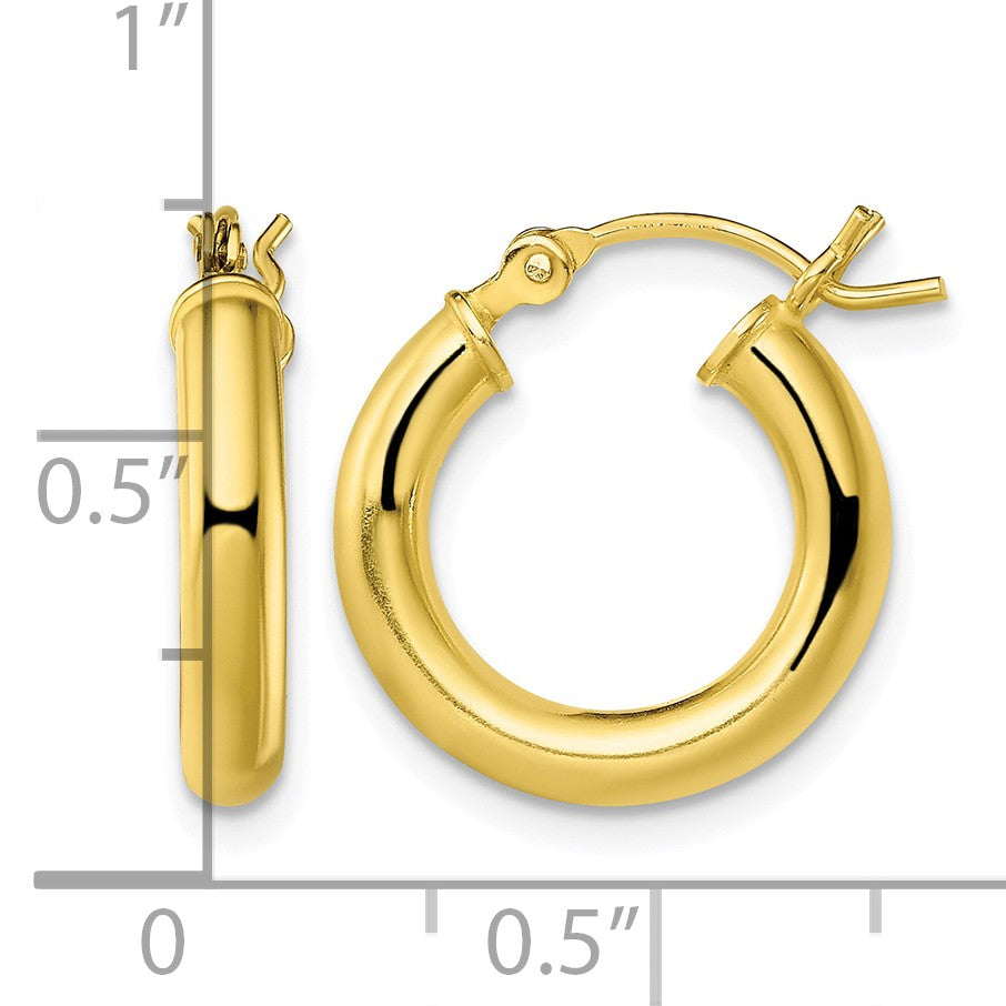 Sterling Silver Gold-Tone Polished 3x16mm Hoop Earrings