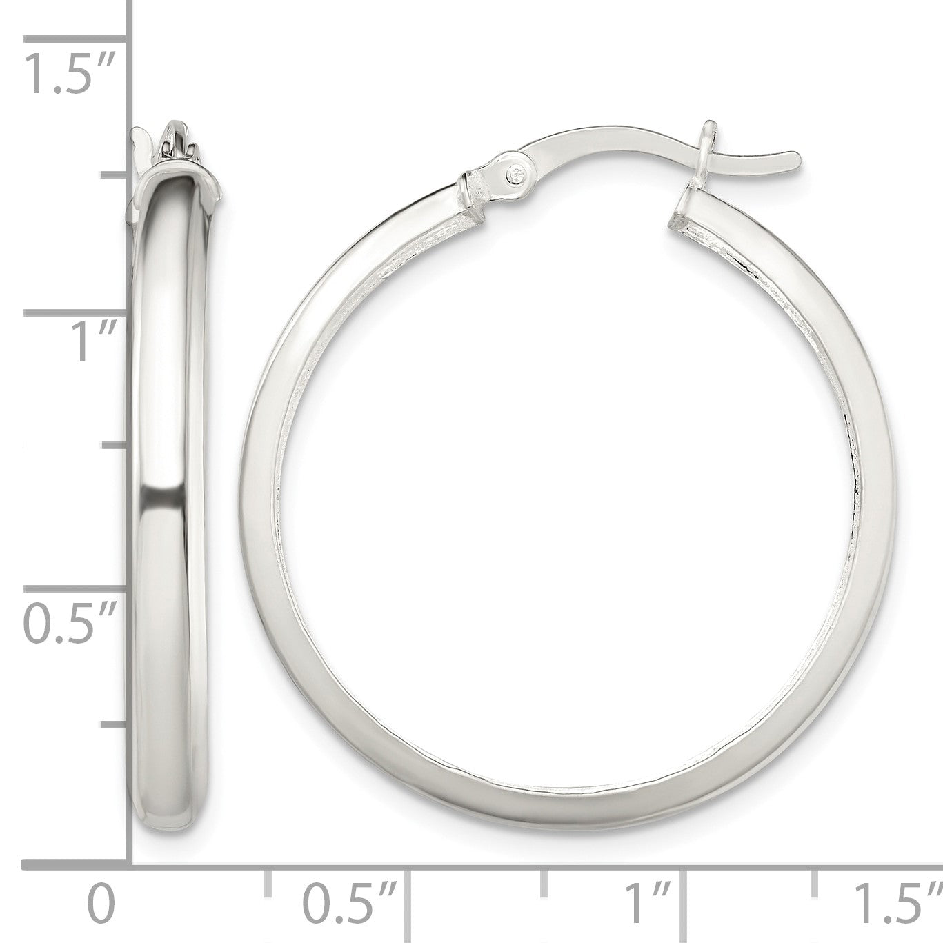 Sterling Silver Polished 4mm Round Hoop Earrings