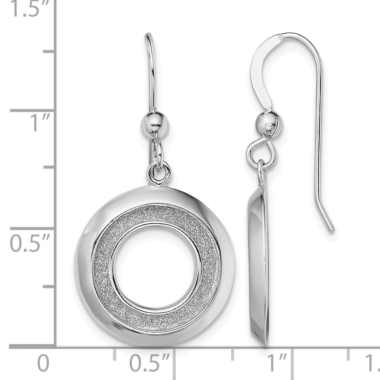 Sterling Silver RH-plated Enamel Glitter Fabric Circle Dangle Earrings