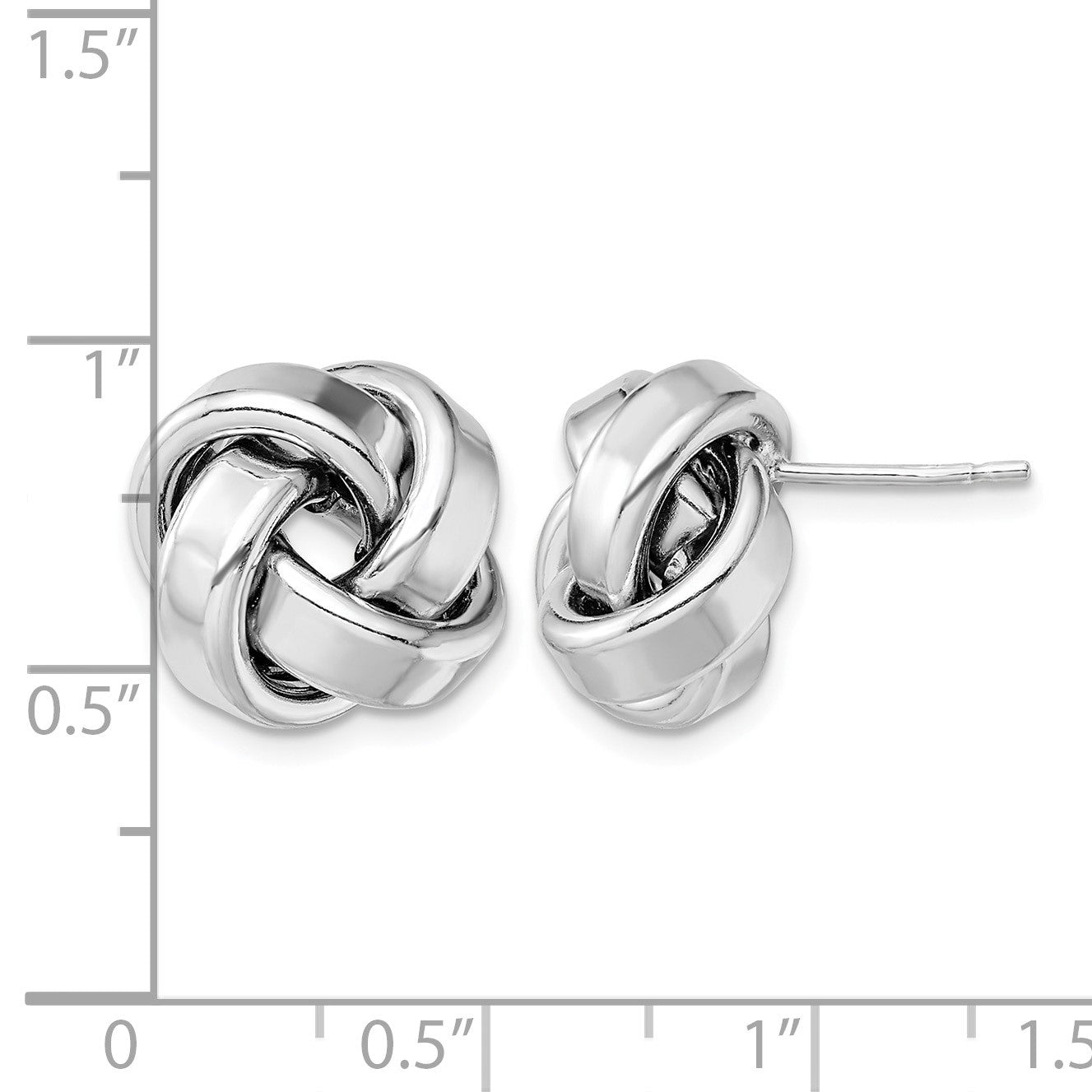 Sterling Silver Rhodium Plated Polished Love Knot Post Earrings