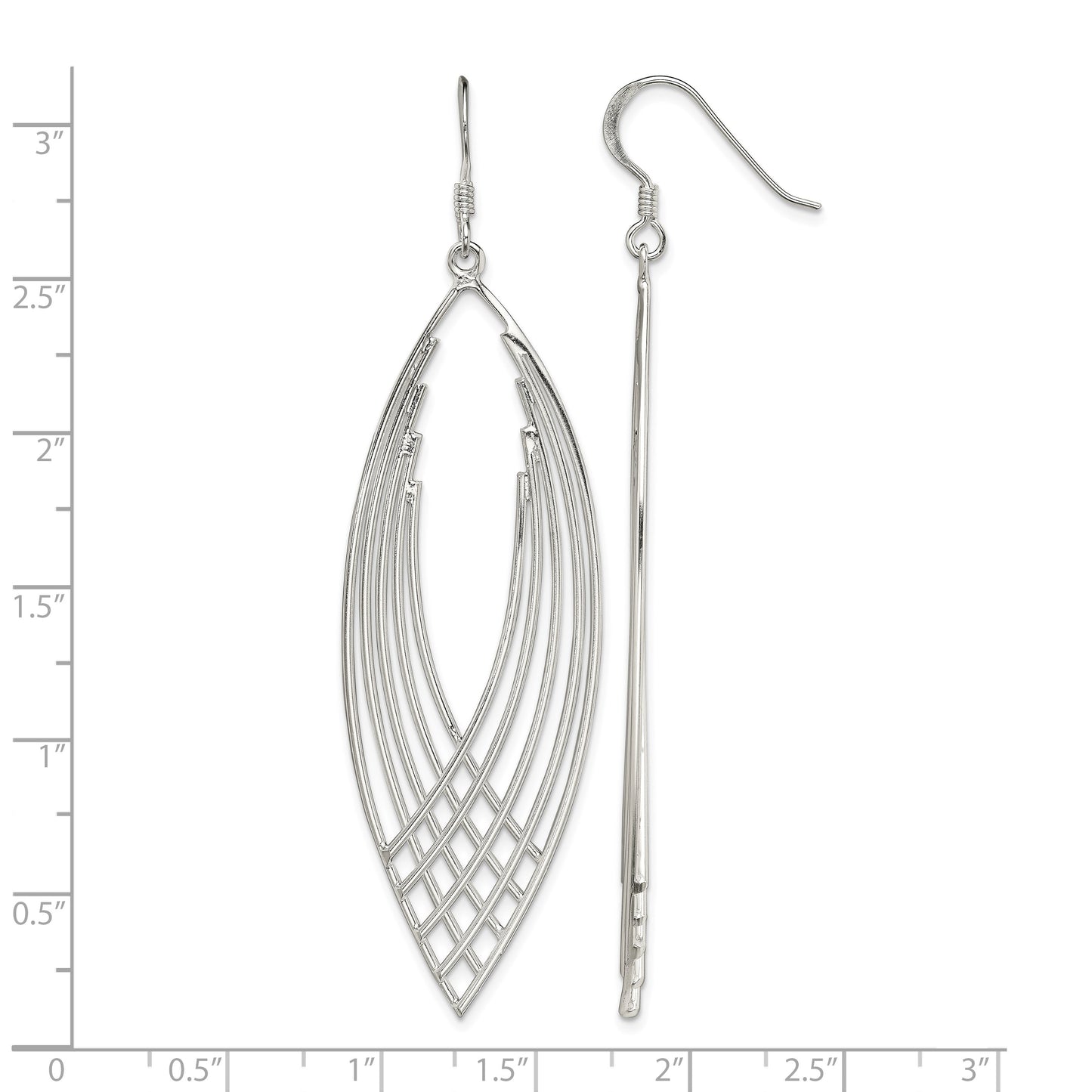 Sterling Silver Polished Fancy Dangle Shepherd Hook Earrings