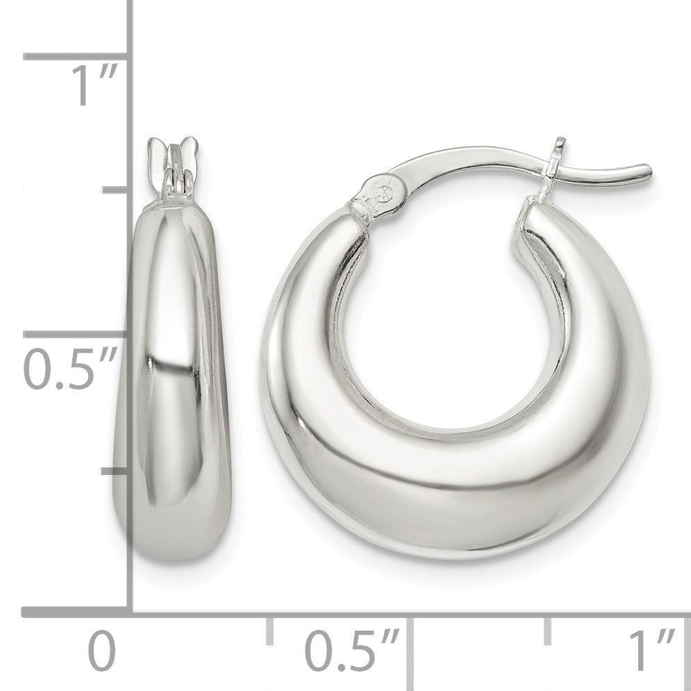 Sterling Silver Polished & Tapered Round Hoop Earrings