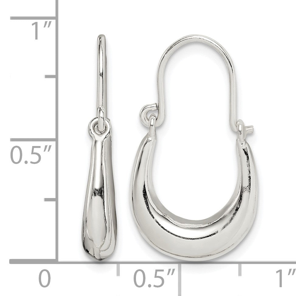 Sterling Silver Polished & Tapered Oval Hoop Earrings