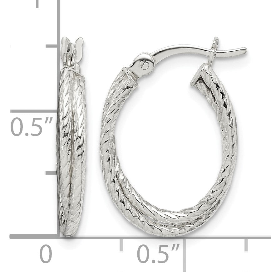 Sterling Silver Twisted and Textured Hoop Earrings