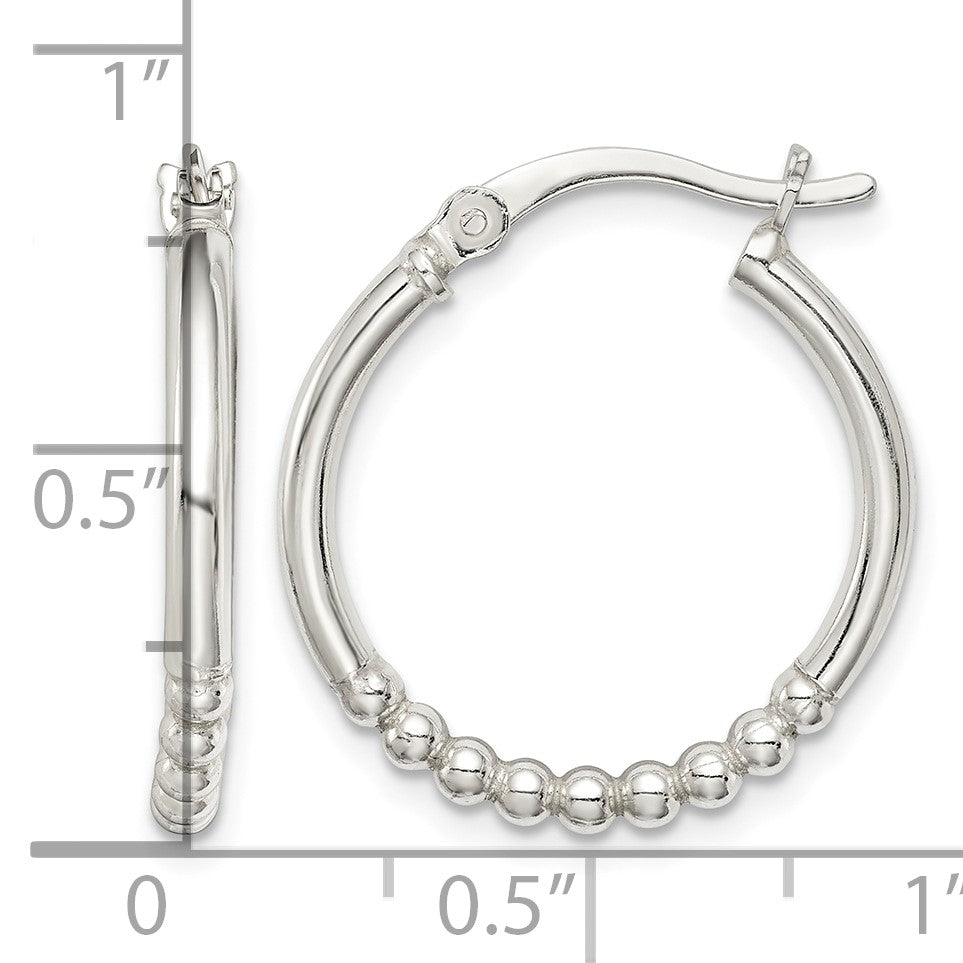 Sterling Silver Beaded Hoop Earrings