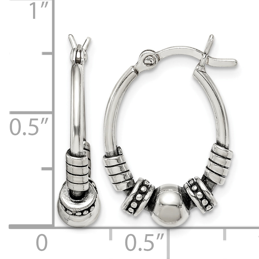 Sterling Silver Antiqued Hoop Earrings