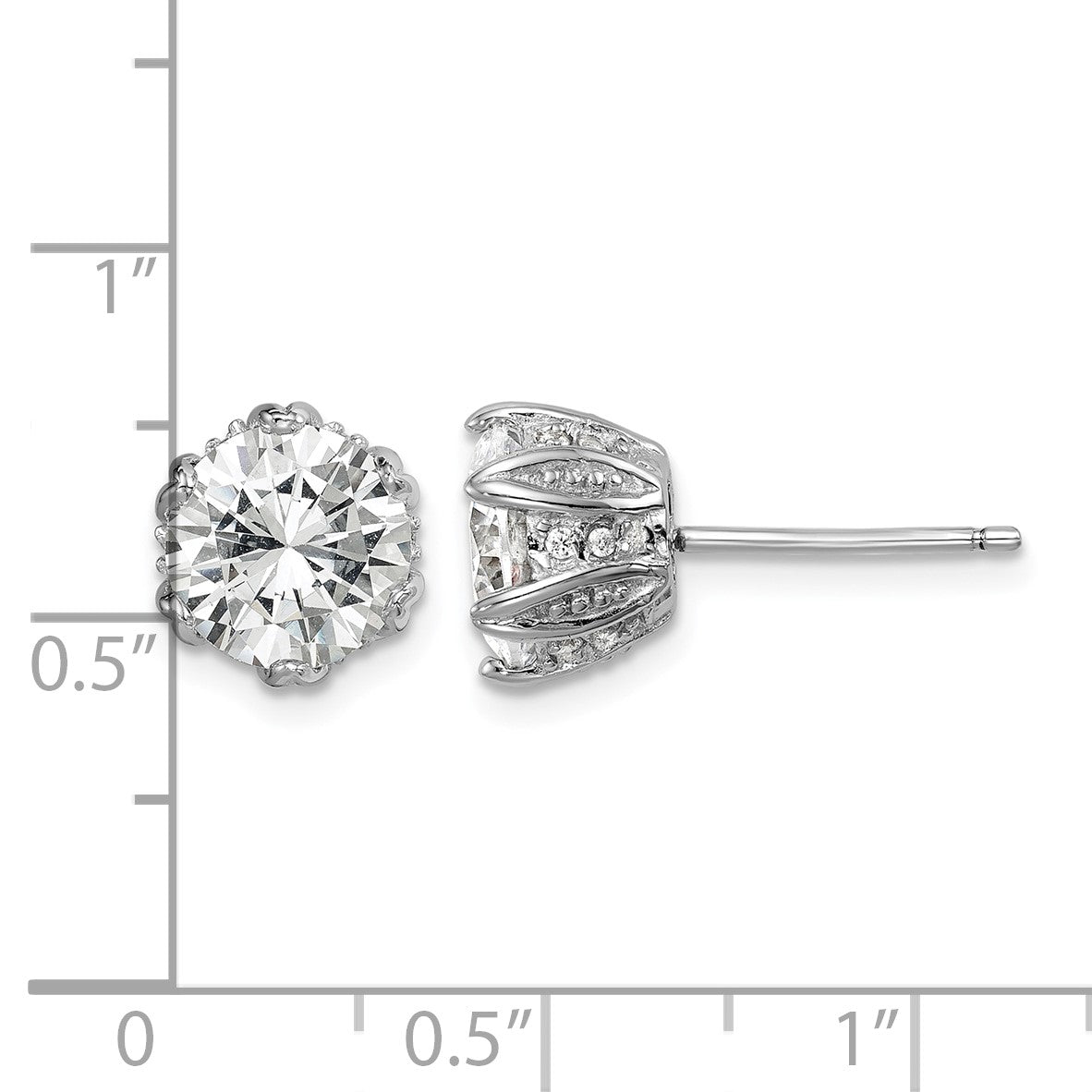 Sterling Silver Rhodium-plated CZ Stud Earrings