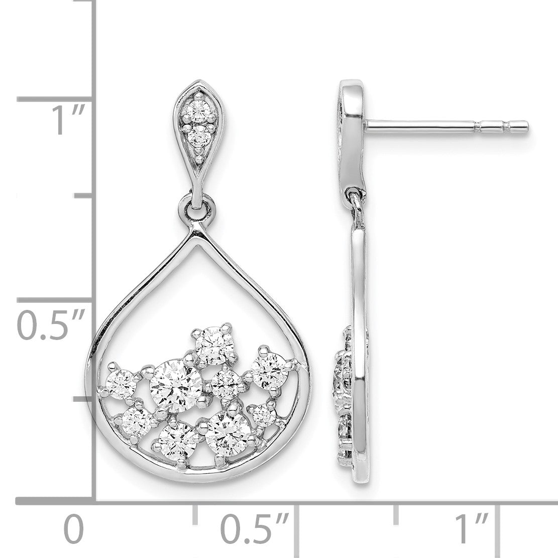 Sterling Silver Rhodium Plated CZ Dangle Earrings
