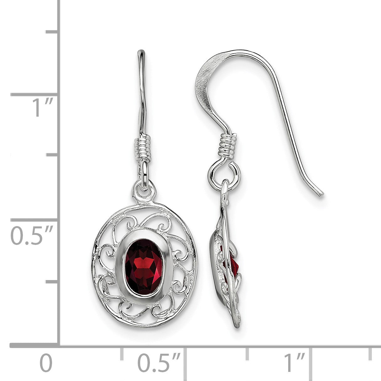 Sterling Silver Rhodium-plated Fancy Garnet Earrings