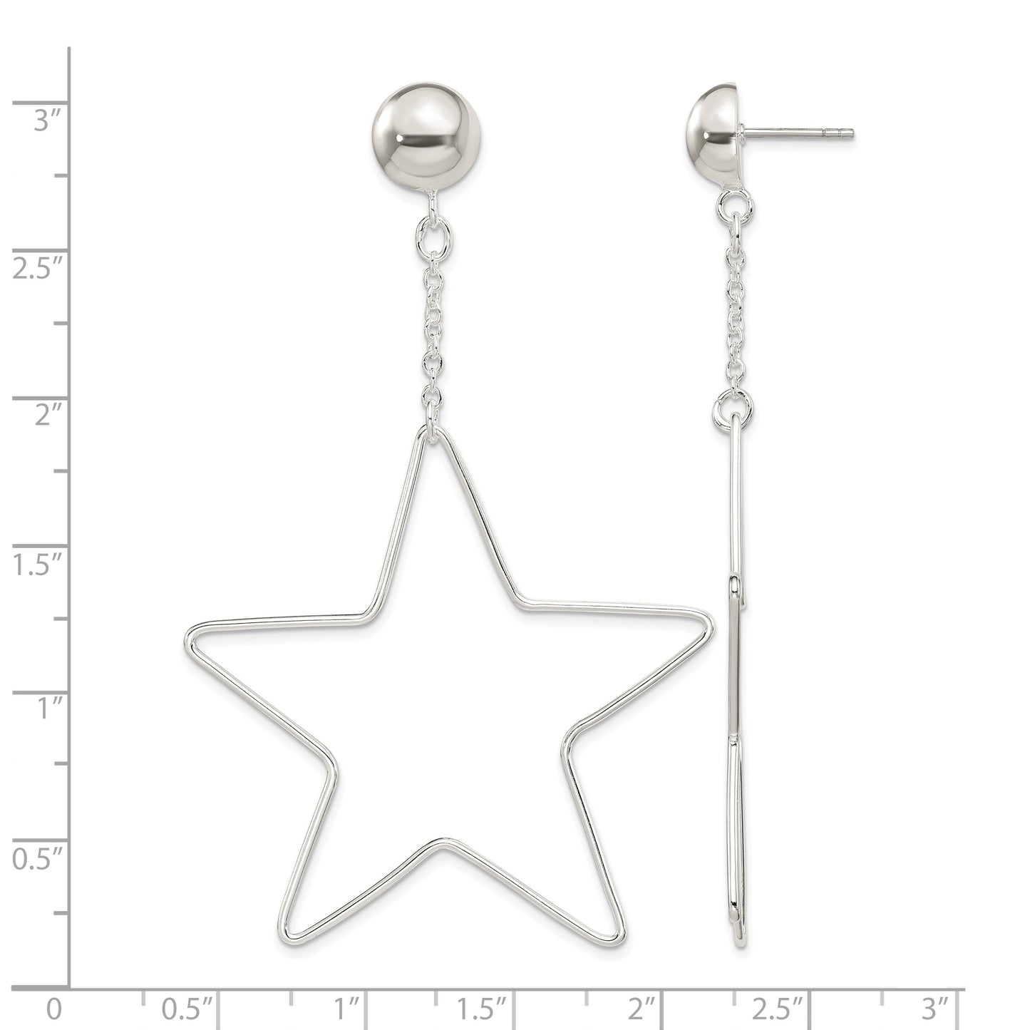 Sterling Silver Star Dangle Post Earrings