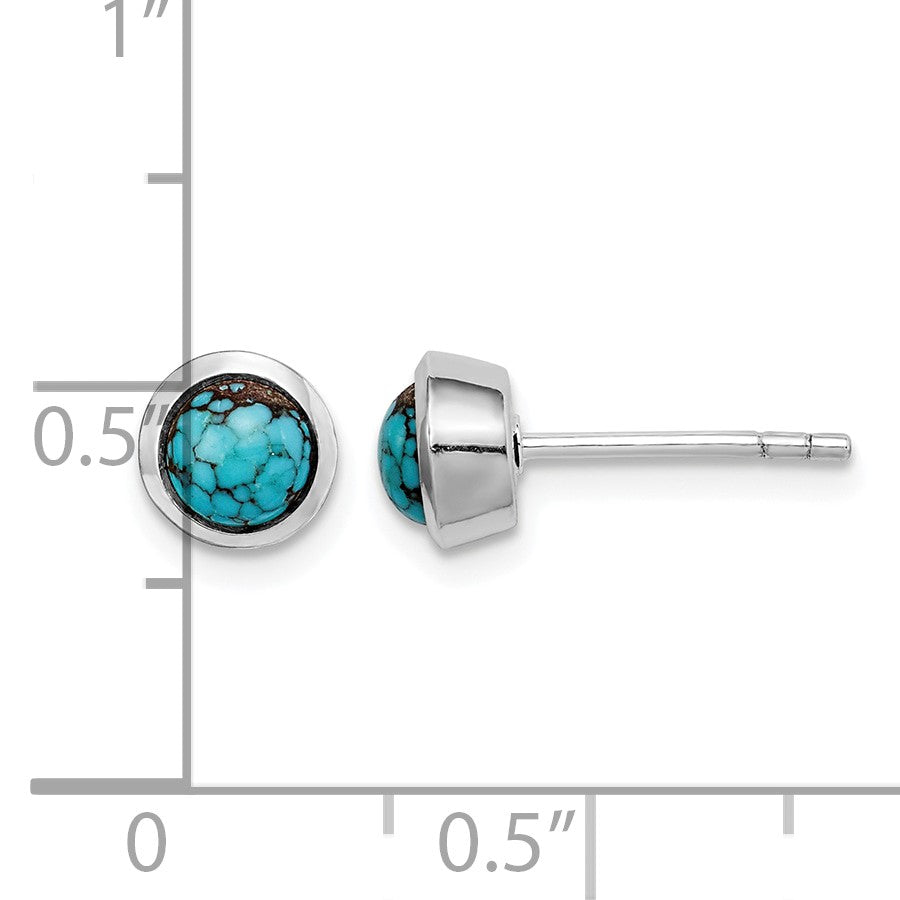 Sterling Silver Round Turquoise Post Earrings