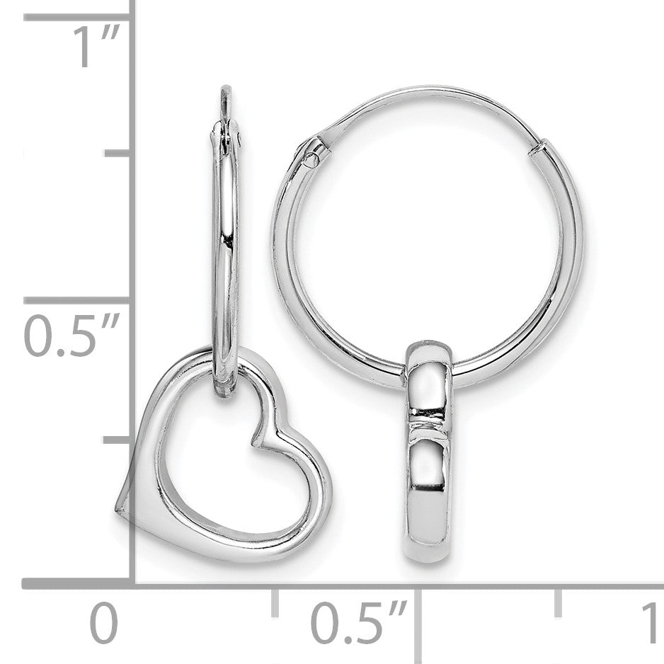 Sterling Silver Rhodium-plated Heart Hoop Earring