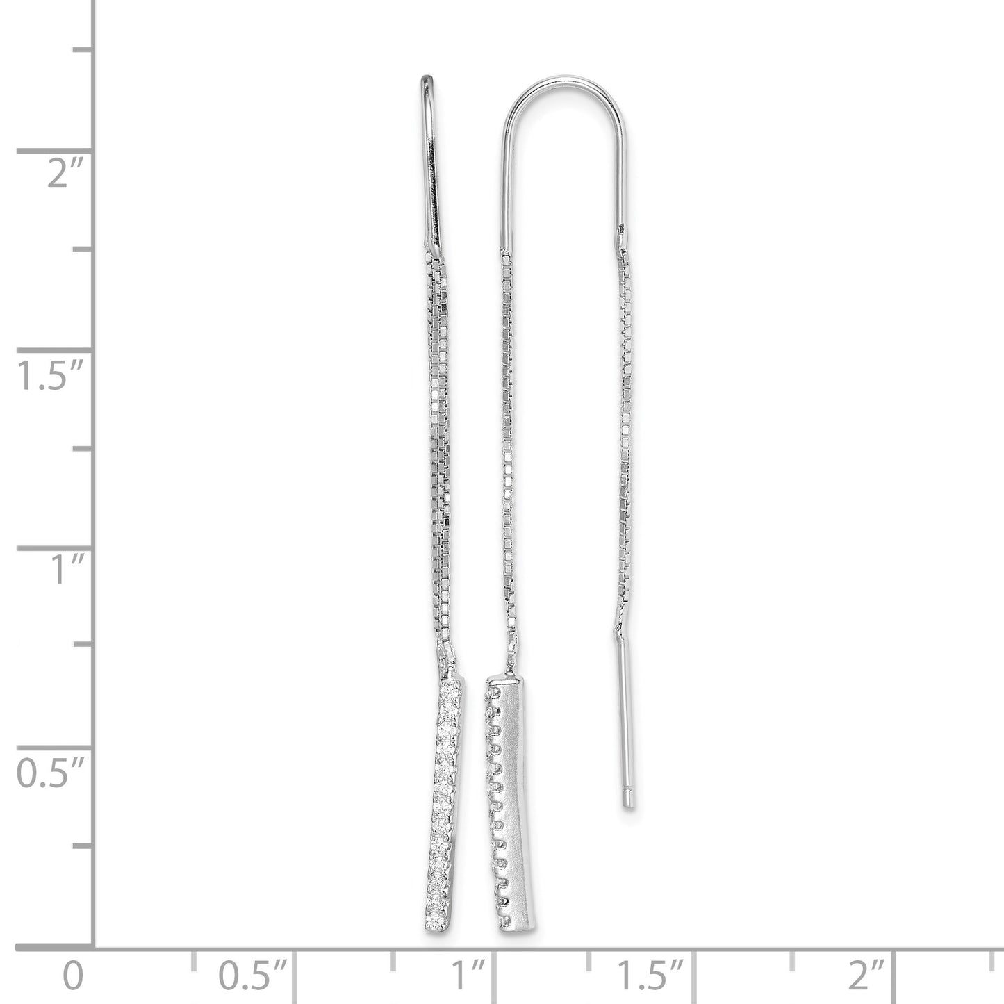 Sterling Silver Rhodium-plated CZ Threader Earrings