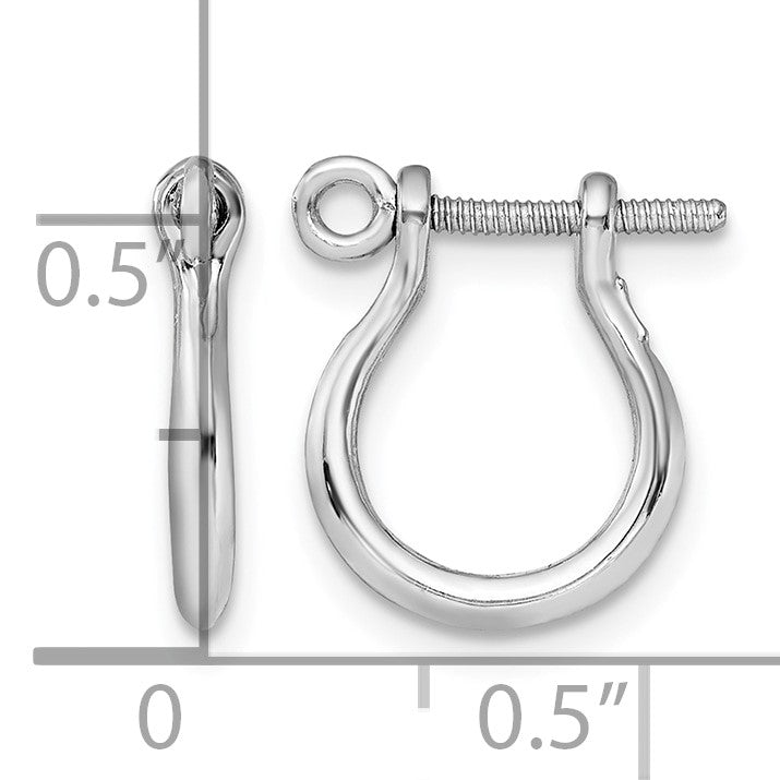 De-Ani Sterling Silver Rhodium-plated Polished Small Shackle Link Screw Earrings