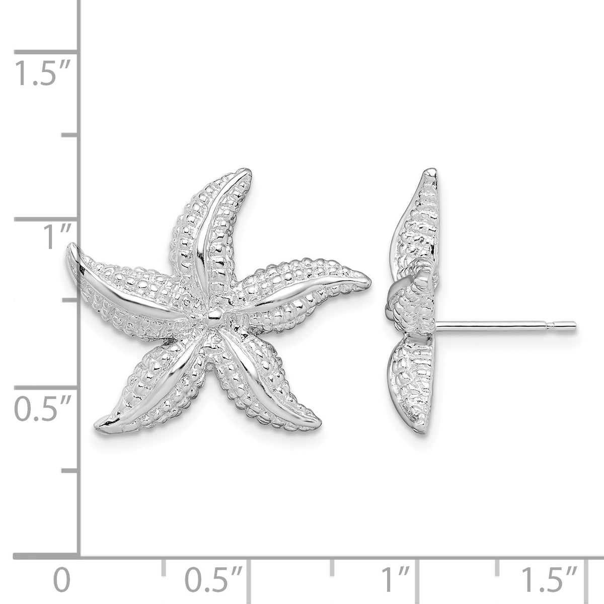 De-Ani Sterling Silver Rhodium-Plated Polished Starfish Post Earrings