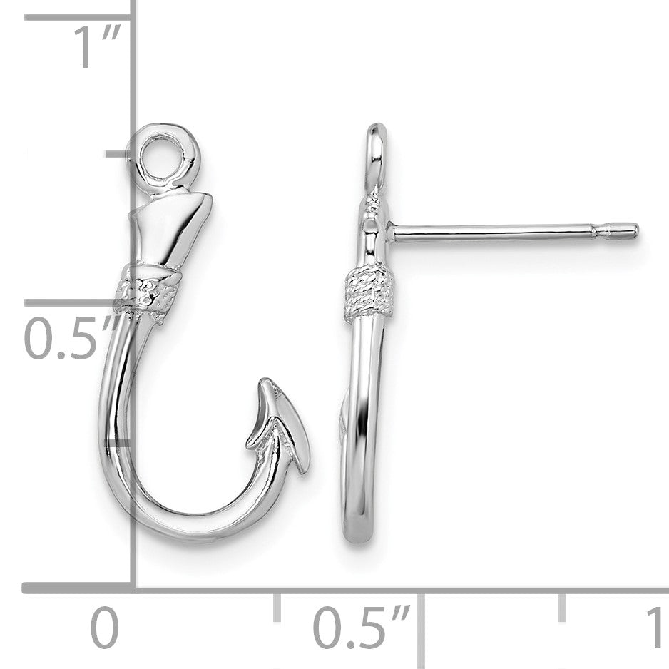 De-Ani Sterling Silver Rhodium-Plated Polished Fish Hook Post Earrings