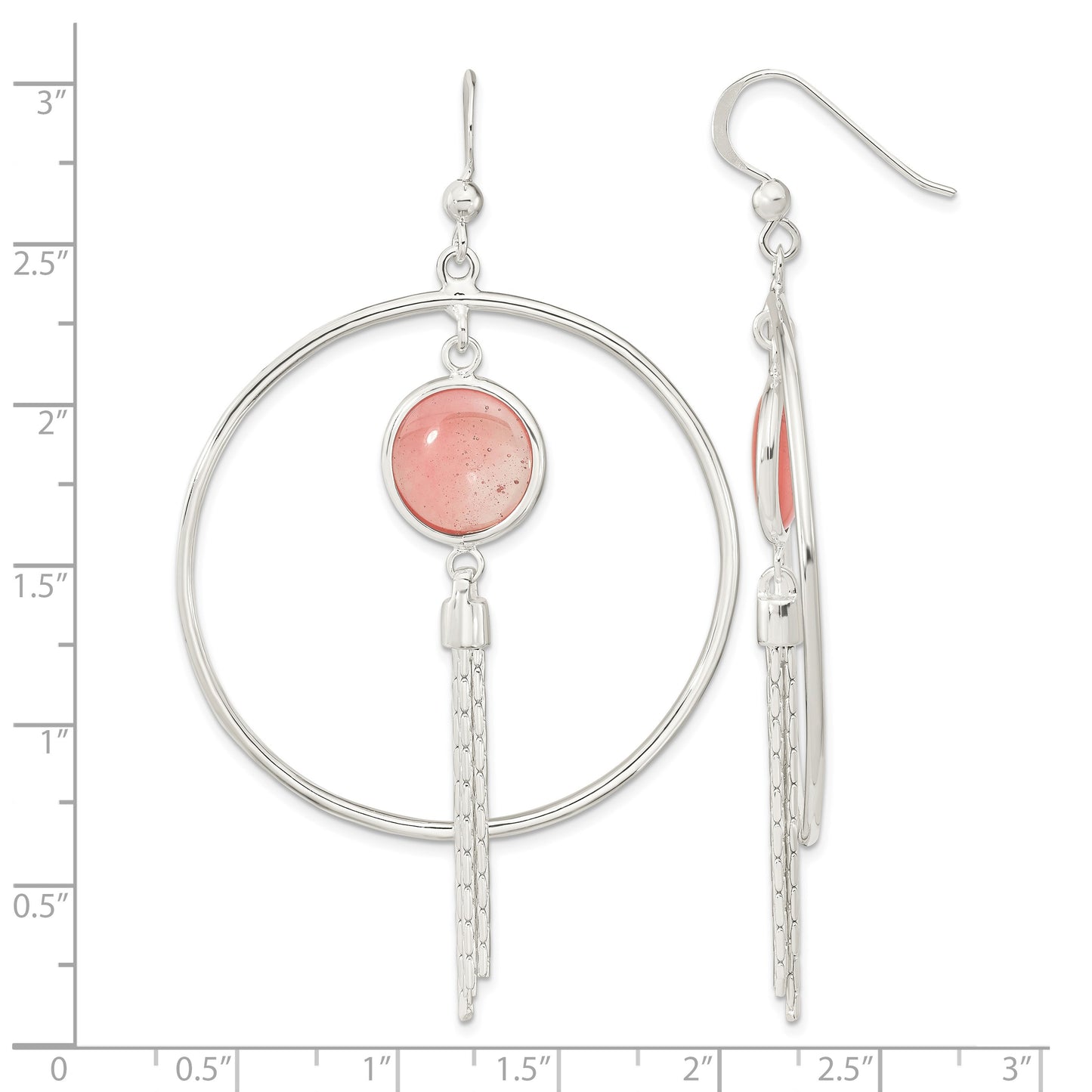 Sterling Silver Polished Dyed Agate Fancy Dangle Earrings