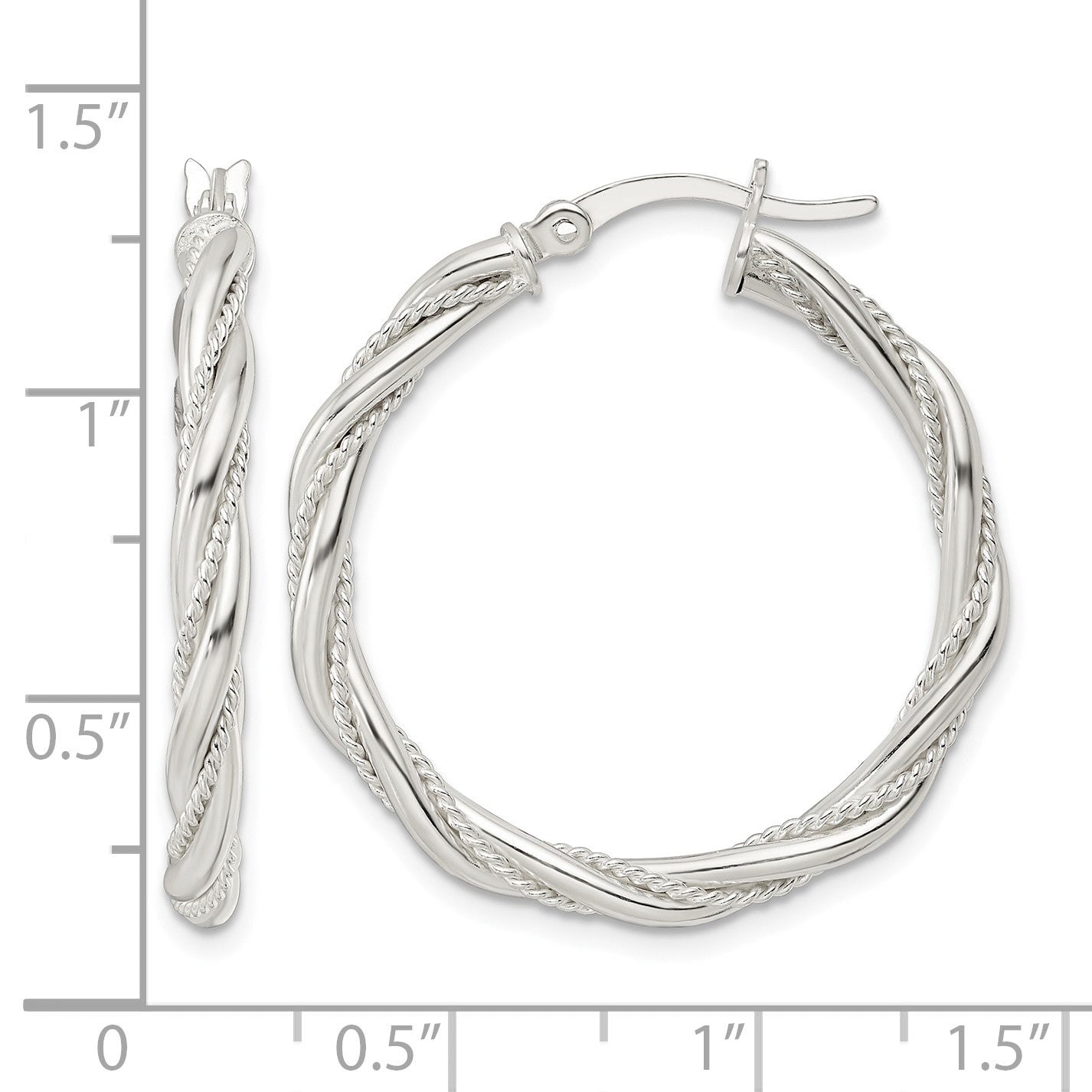 Sterling Silver Polished Twisted Rope Hoop Earrings