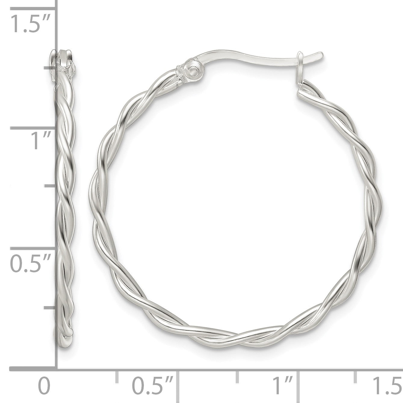 Sterling Silver Satin Twisted Hoop Earrings