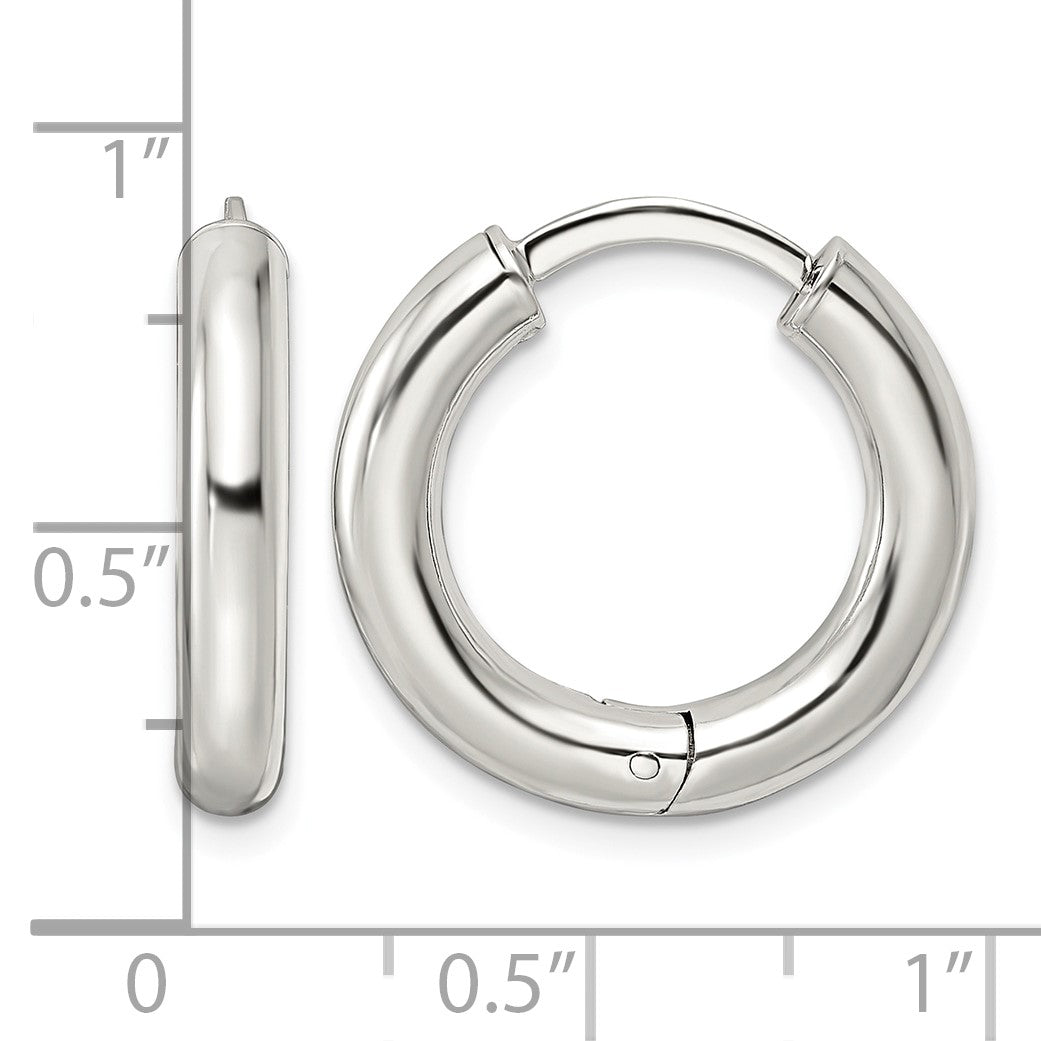 Sterling Silver Polished Hinged Circle Hoop Earrings