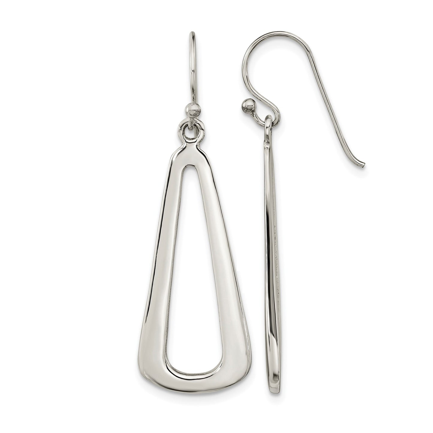 Sterling Silver Polished Teardrop Dangle Shephard Hook Earrings