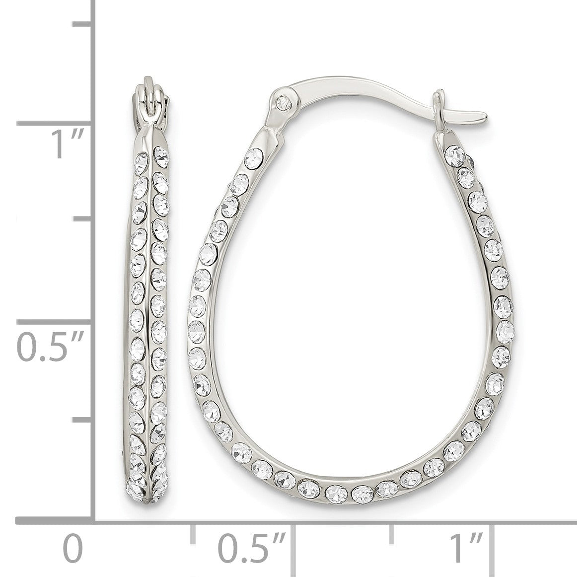 Sterling Silver CZ Oval Hoop Earrings